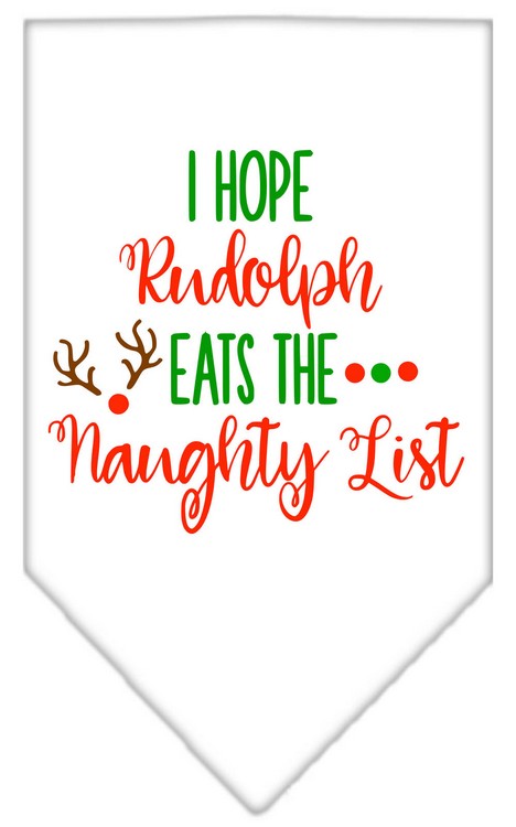Hope Rudolph Eats Naughty List Screen Print Bandana White Large